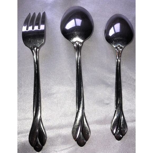 Oneida USA Satin Tribeca Flatware Replacements Sm Spoon Big Spoon Fork Set Of 3 - Picture 2 of 4